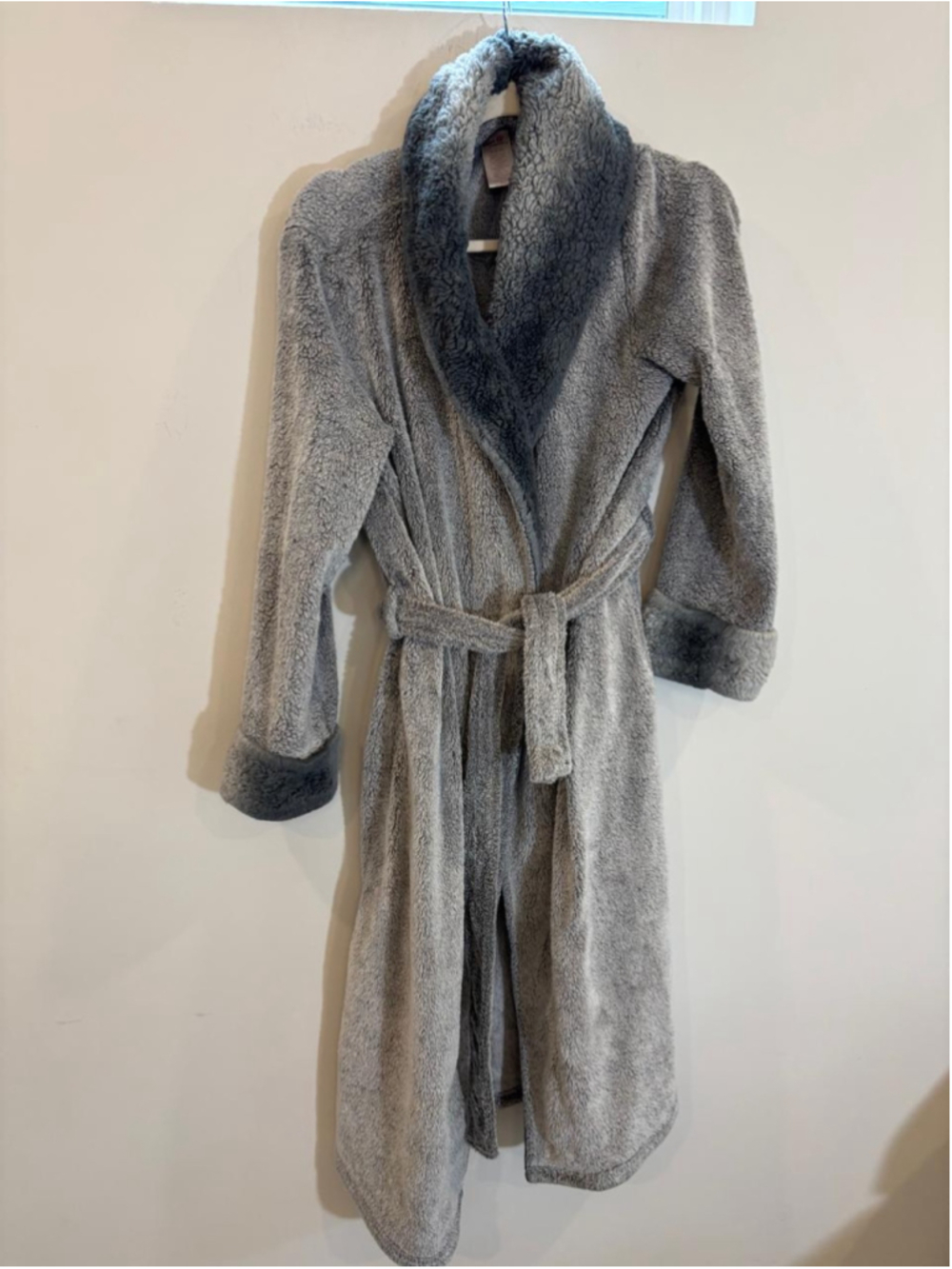 Girls Secret Treasures Plush Robe Medium Grey Faux Fur Trim #C80